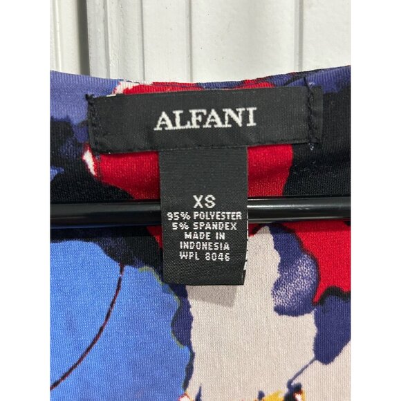 Alfani Multicolor Floral Cap Sleeve Dress Side Knot Detail Sz XS - Picture 5 of 9